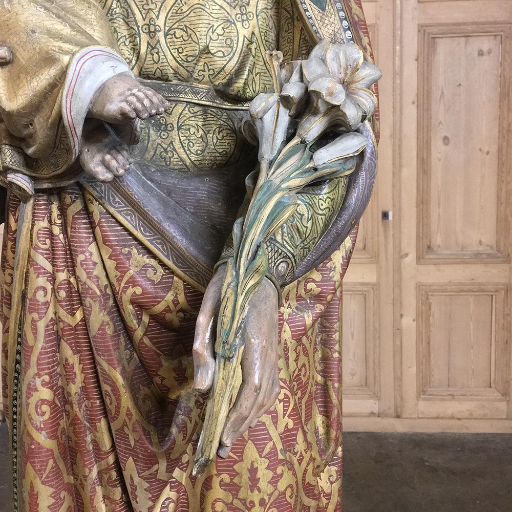 19th Century Painted and Carved Wood Near-Life Size Statue of St.Joseph & Jesus 1