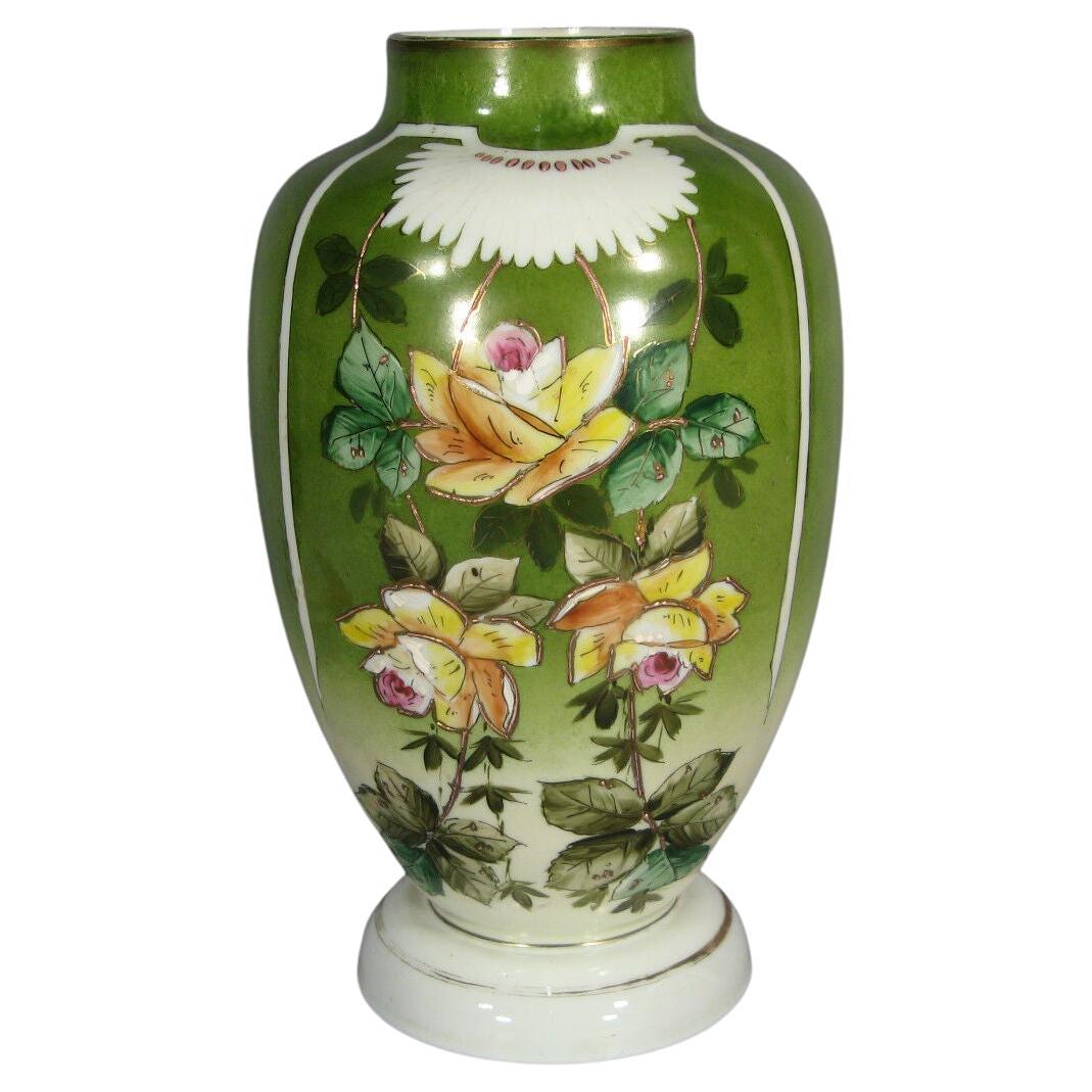 19th-Century Painted and Enameled Opaline Vase -1Y33