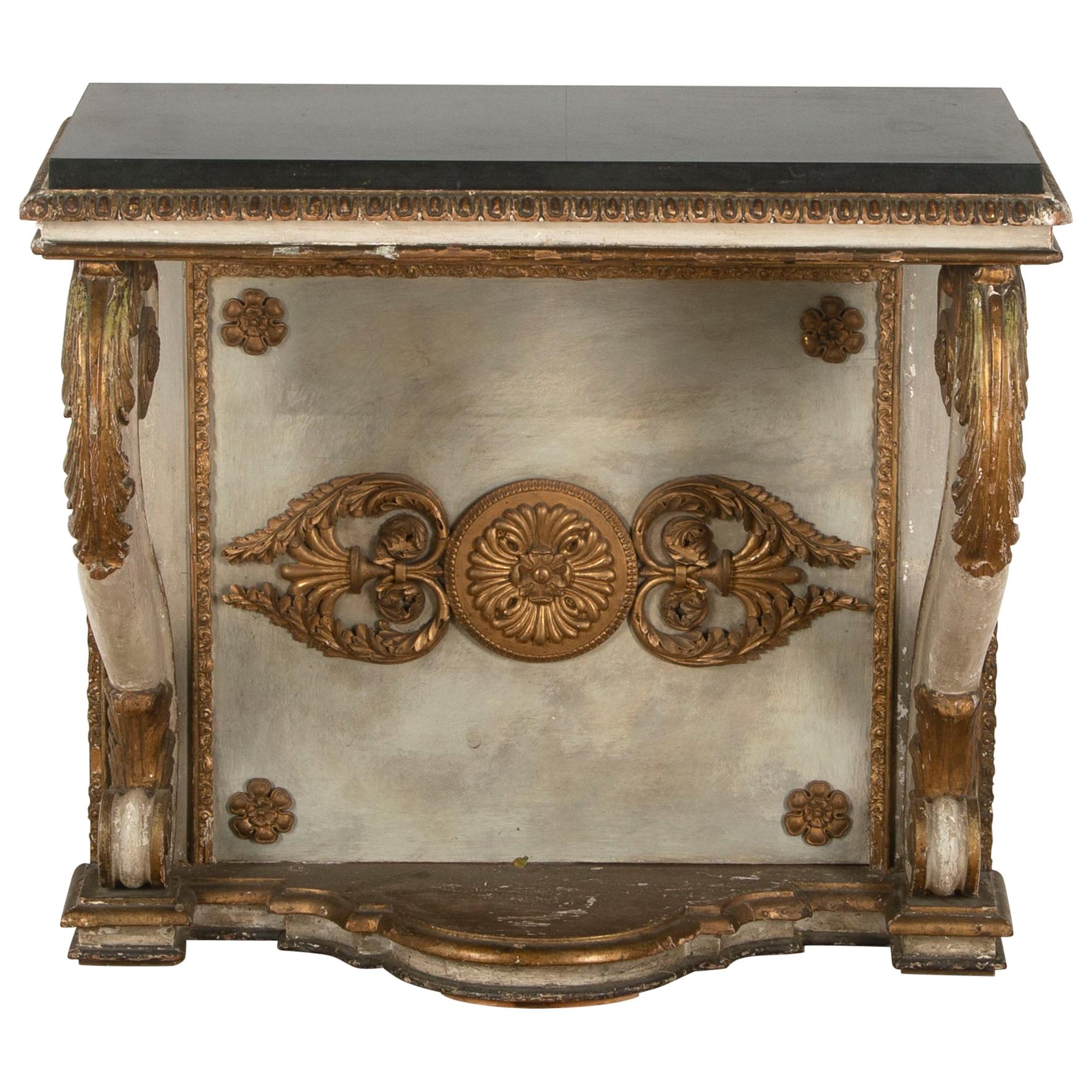 19th Century Painted and Gilded Italian Console