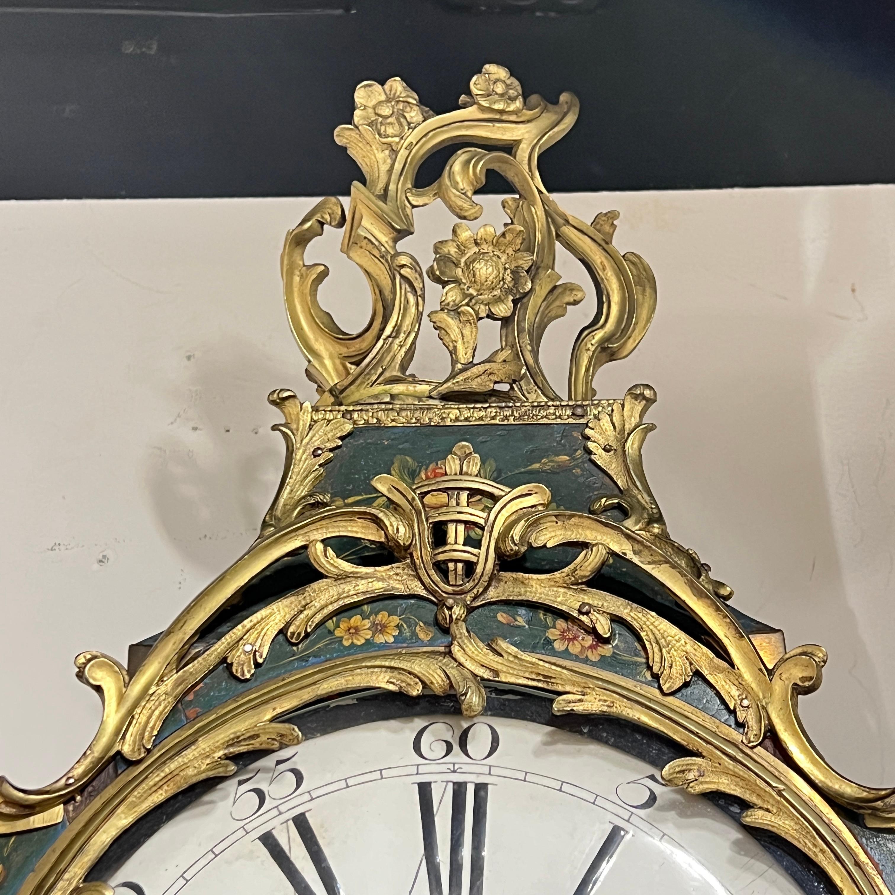 19th Century Painted and Gilt Bronze Bracket Clock in the Louis XV Style For Sale 10
