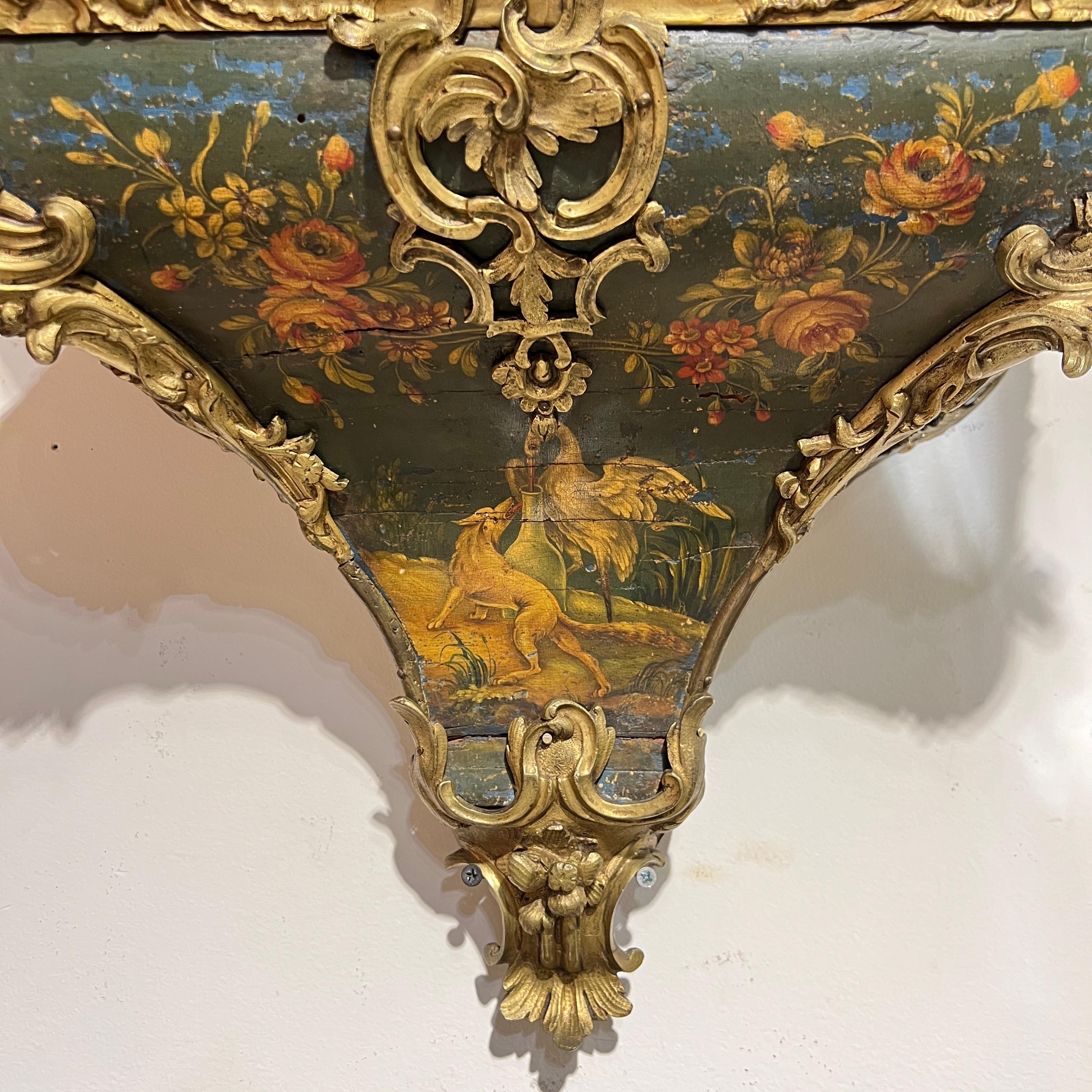 19th Century Painted and Gilt Bronze Bracket Clock in the Louis XV Style In Good Condition For Sale In New York, NY