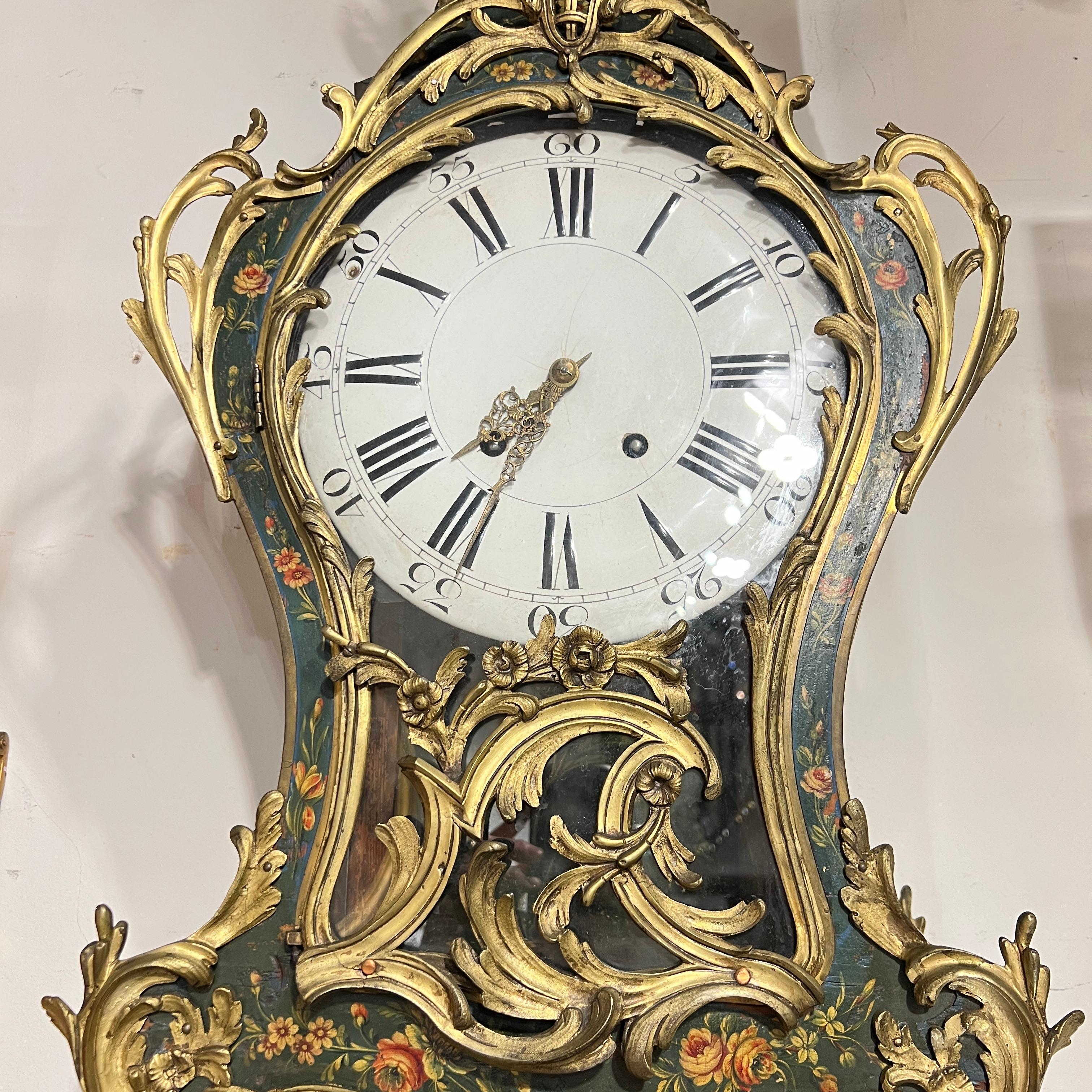 19th Century Painted and Gilt Bronze Bracket Clock in the Louis XV Style For Sale 4