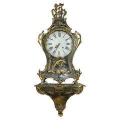 19th Century Painted and Gilt Bronze Bracket Clock in the Louis XV Style