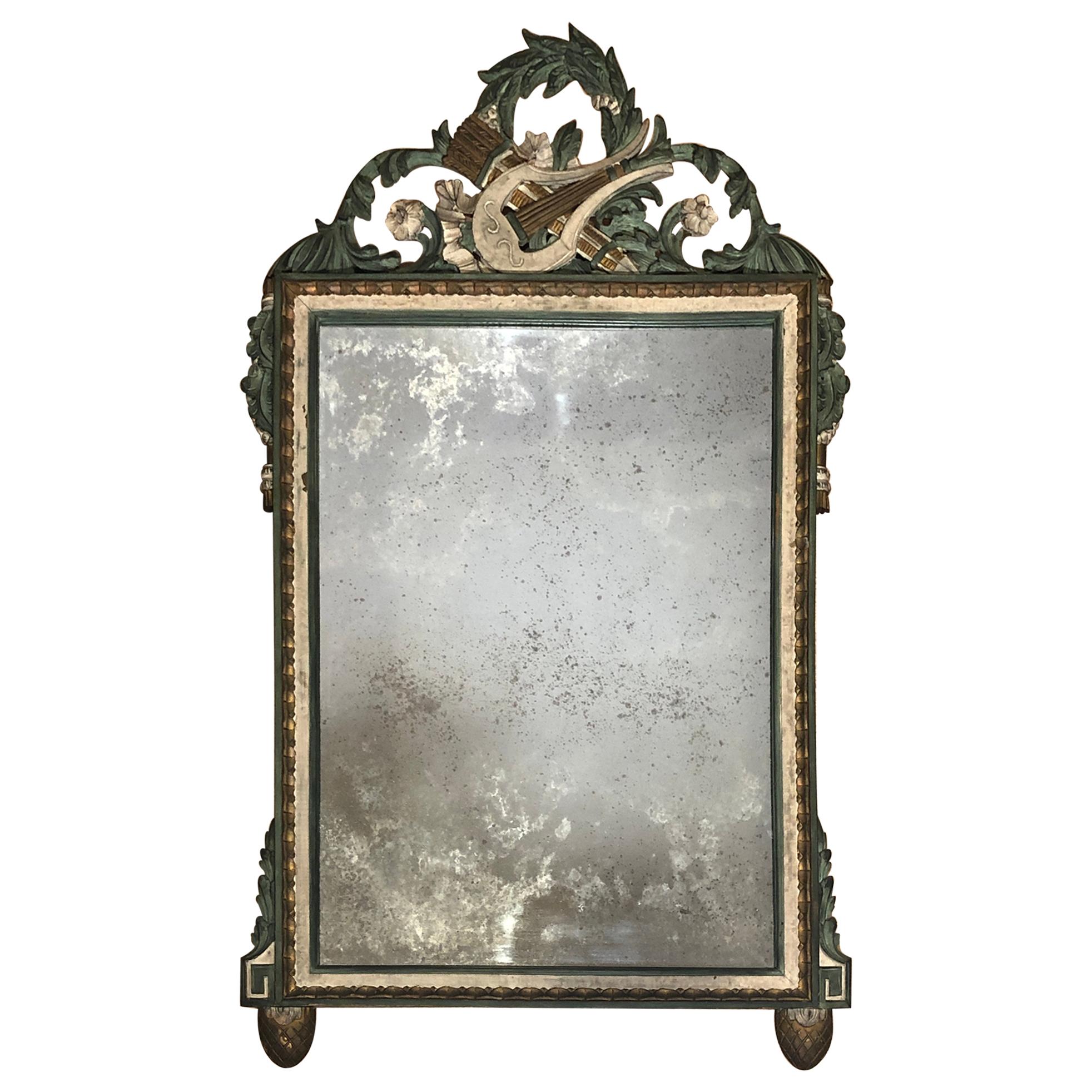 19th Century Painted and Gilt Louis XVI Mirror