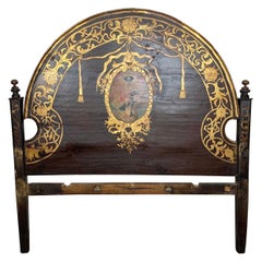 Antique 19th Century Painted and Gilt Spanish Headboard