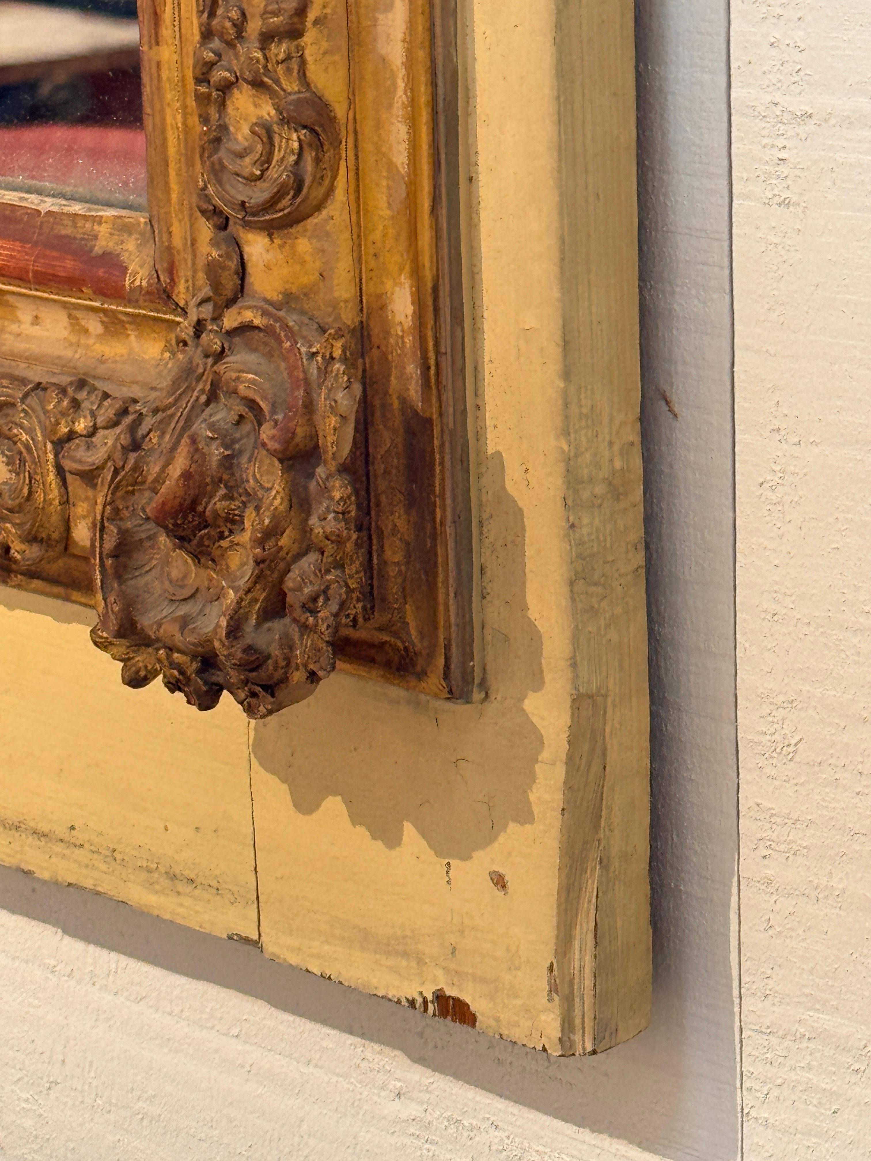Miroir en bois peint et doré du 19e siècle en vente 2