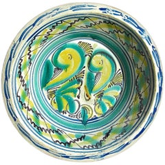 19th Century Painted and Glazed Majolica Wash Basin from Triana, Spain
