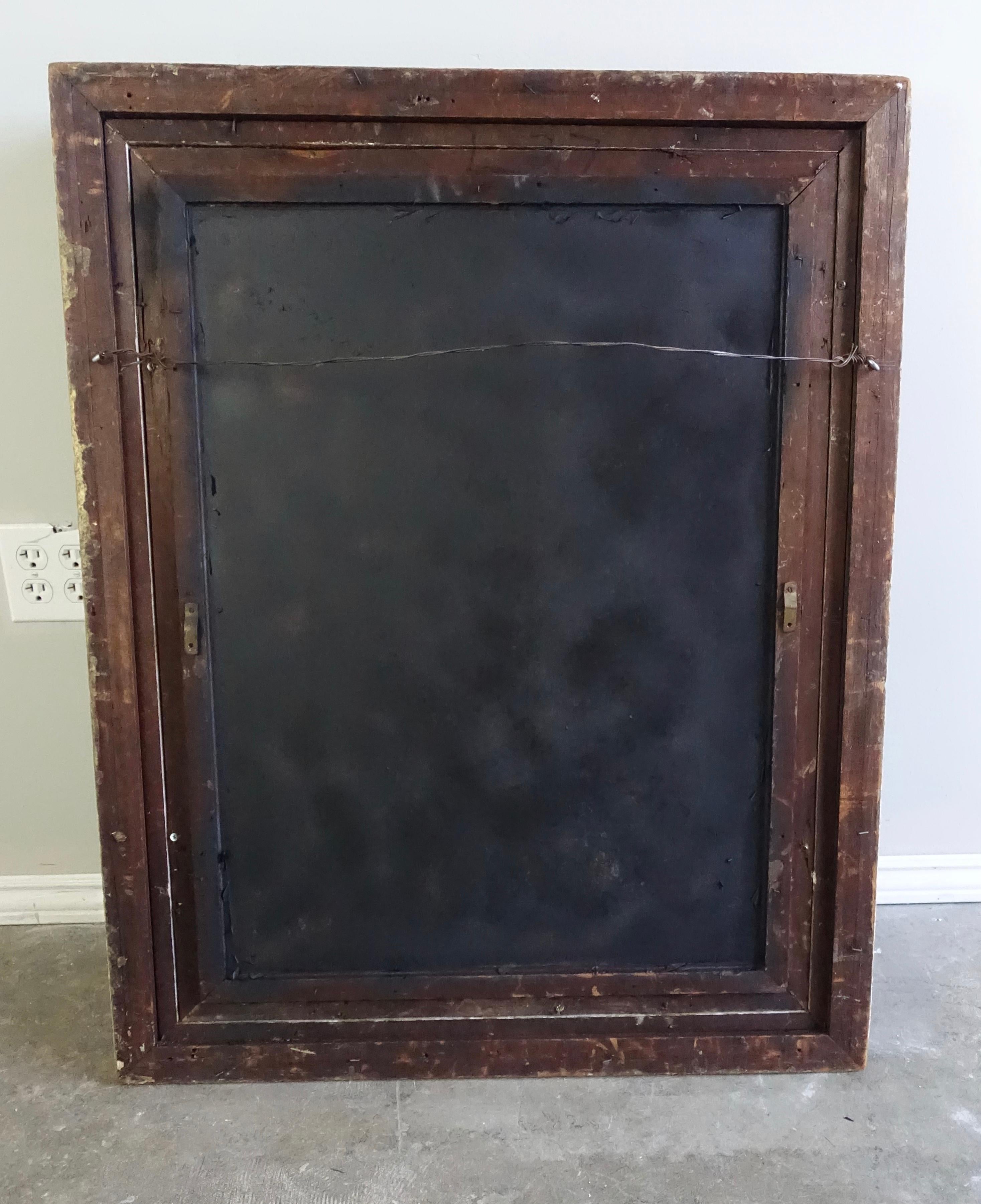 19th Century Painted and Parcel-Gilt French Frame with Mirror 1