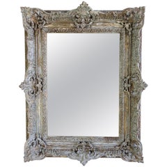 19th Century Painted and Parcel-Gilt French Frame with Mirror