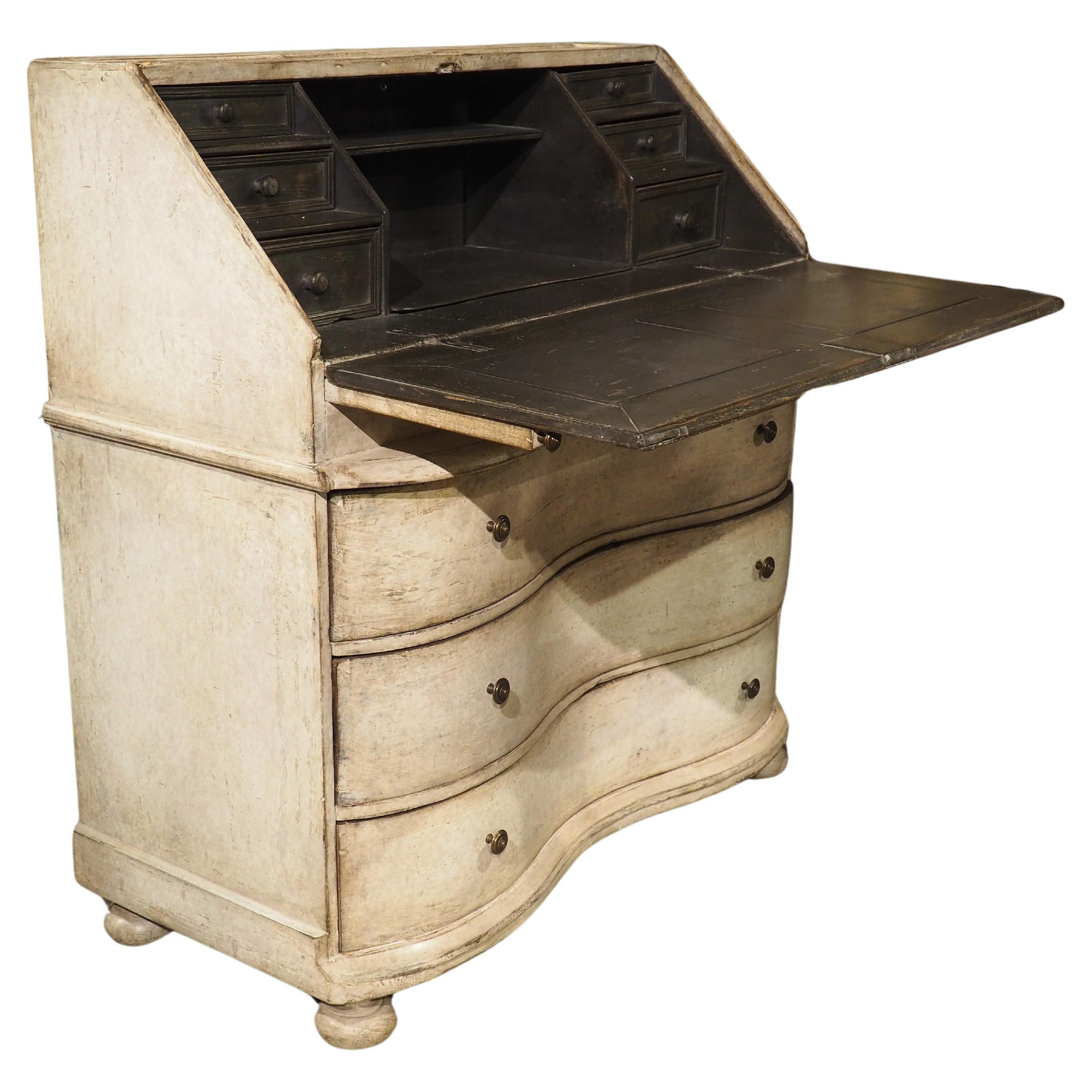 19th Century Painted Baroque Style Secretary Commode from Southern Germany