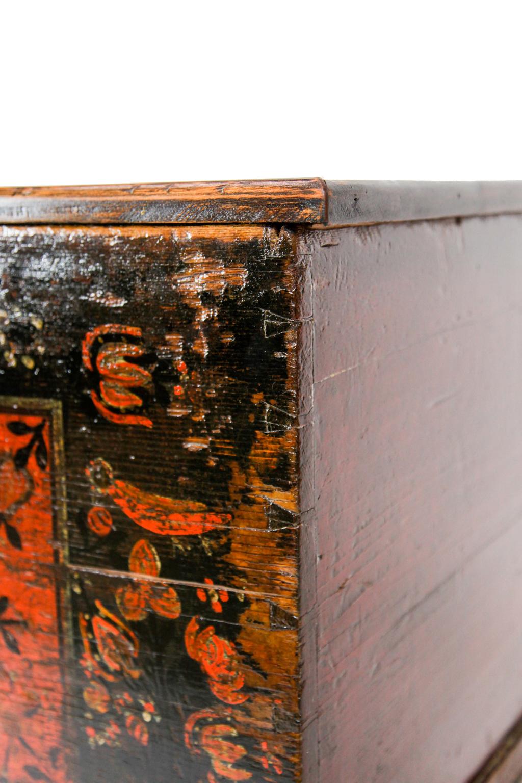Romanian 19th Century Painted Blanket Chest For Sale