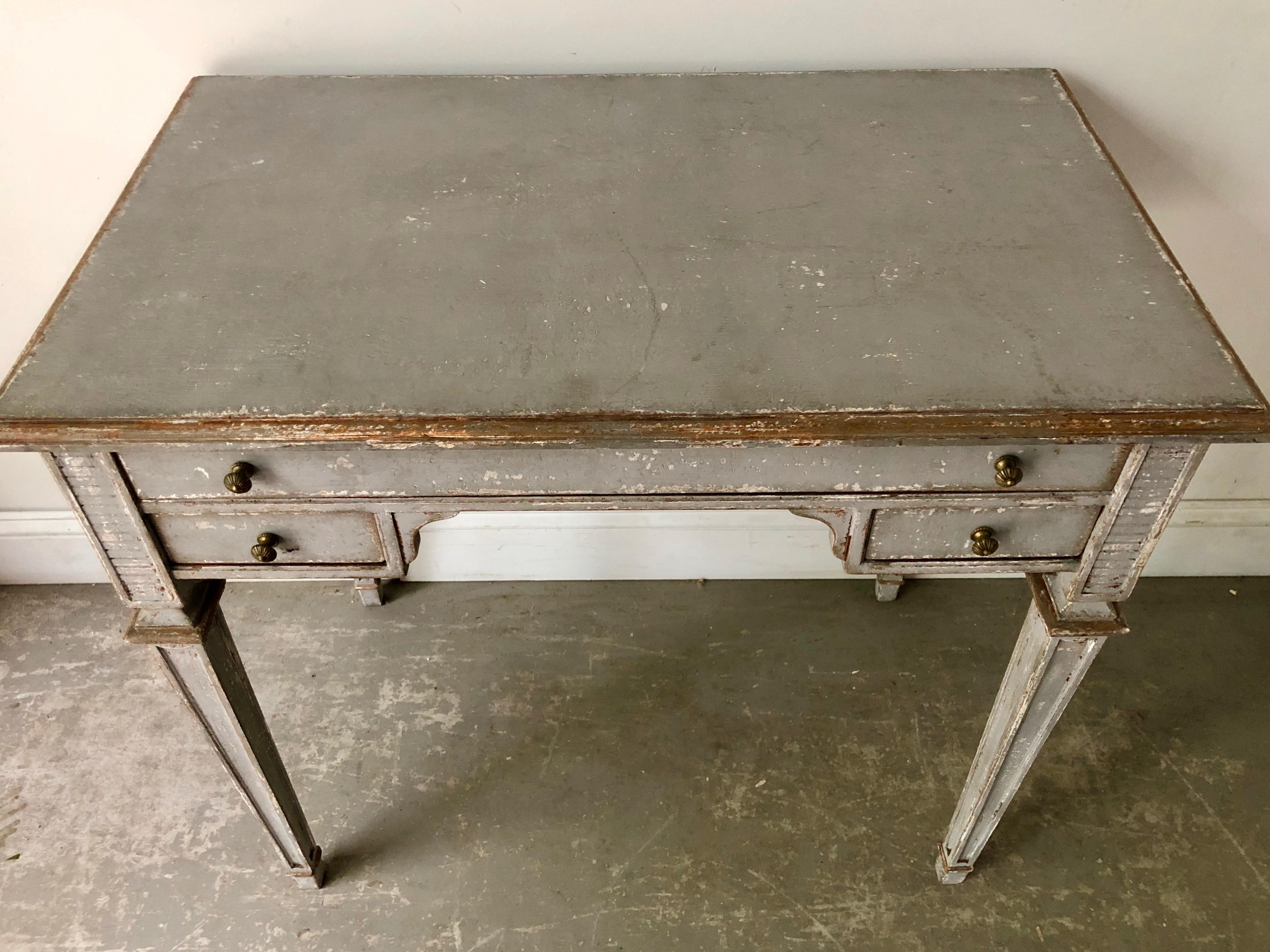 Hand-Carved 19th Century Painted Bureau Plat