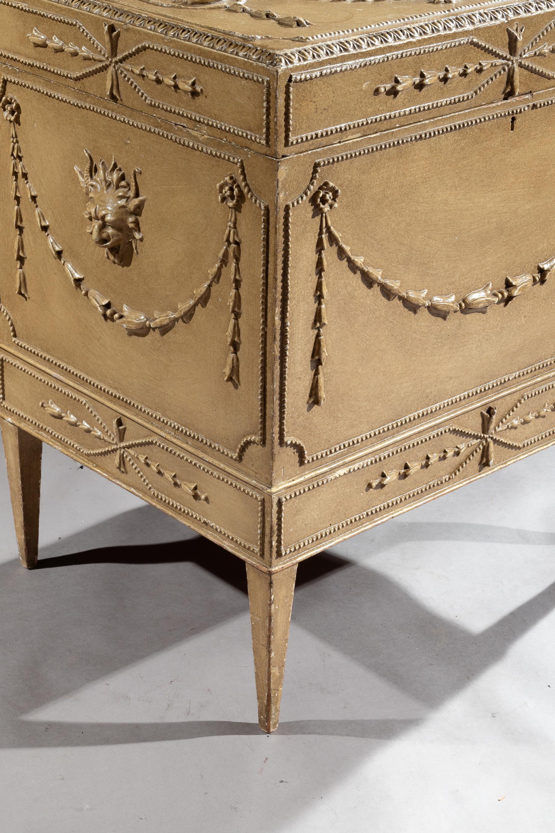 English 19th Century Painted Carton Pierre Chest/Cellaret in the Adam Neoclassical Style