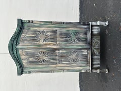 19th Century Painted Carved Sunburst Indian Wardrobe Cabinet