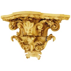 Antique 19th Century Painted and Carved Wall Bracket