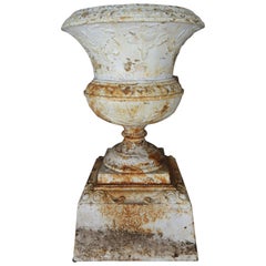 19th Century Painted Cast Iron Garden Urn