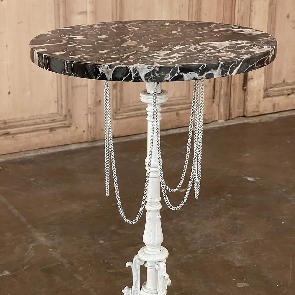 19th Century Painted Cast Iron Marble Top Lamp Table ~ Pedestal For Sale 3