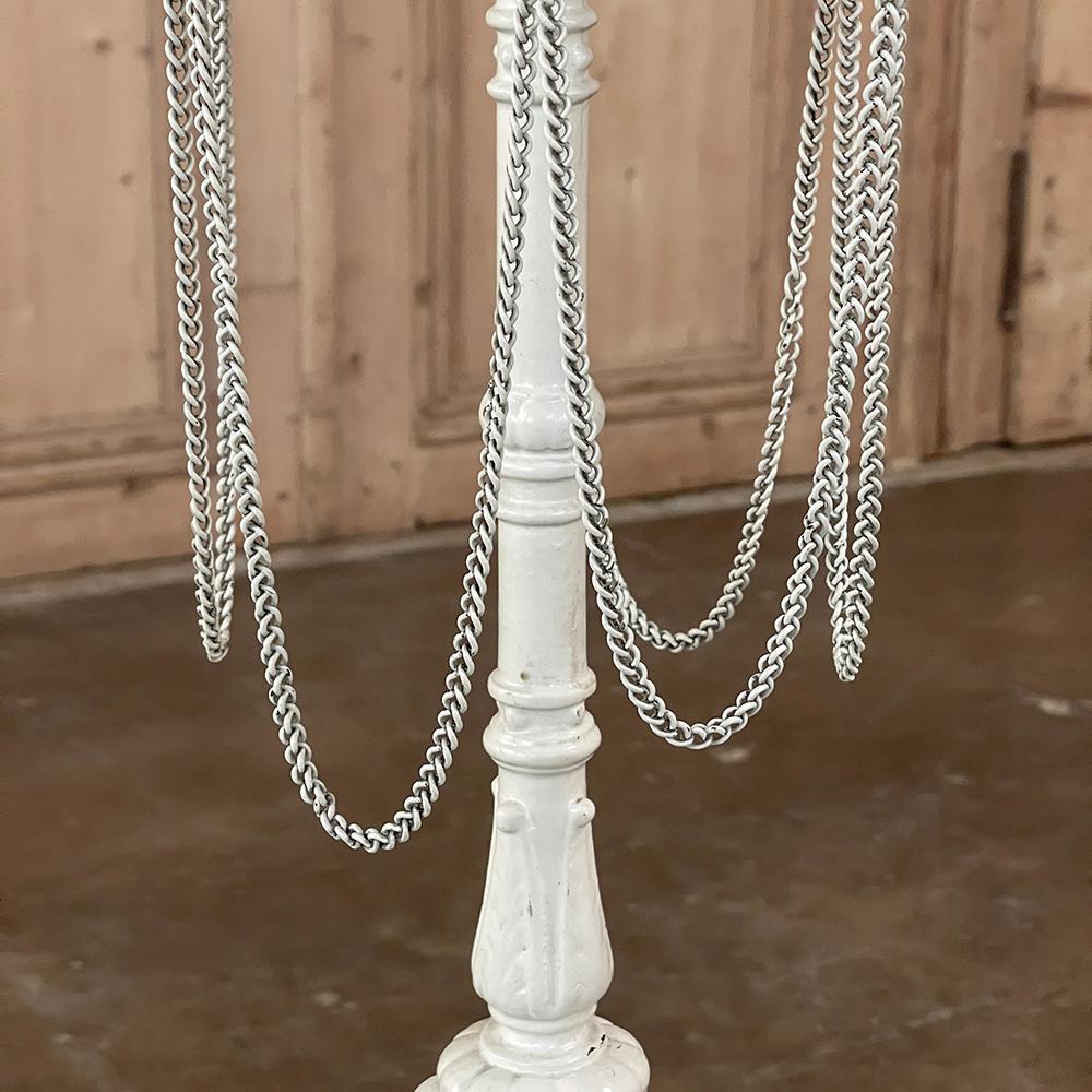 Lampe en fonte peinte du 19ème siècle avec plateau en marbre ~ Piédestal en vente 3