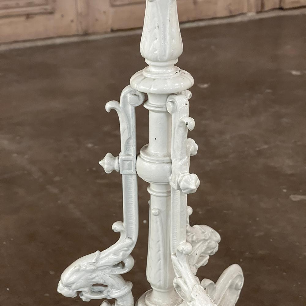 19th Century Painted Cast Iron Marble Top Lamp Table ~ Pedestal For Sale 5