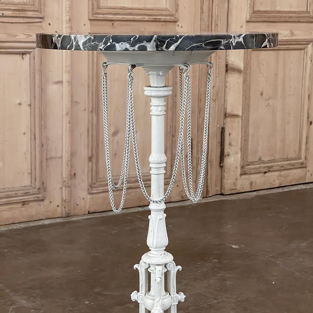 19th Century Painted Cast Iron Marble Top Lamp Table ~ Pedestal For Sale 8