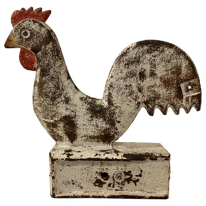 Chicken Windmill 19th Century Painted Cast Iron Rooster Windmill Weight at 1stDibs ...