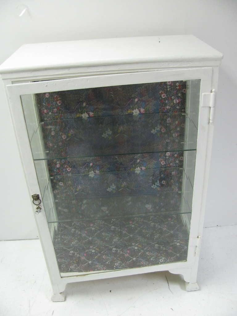 American 19th Century Painted Cast Iron & Steel and Glass Medical Cabinet For Sale