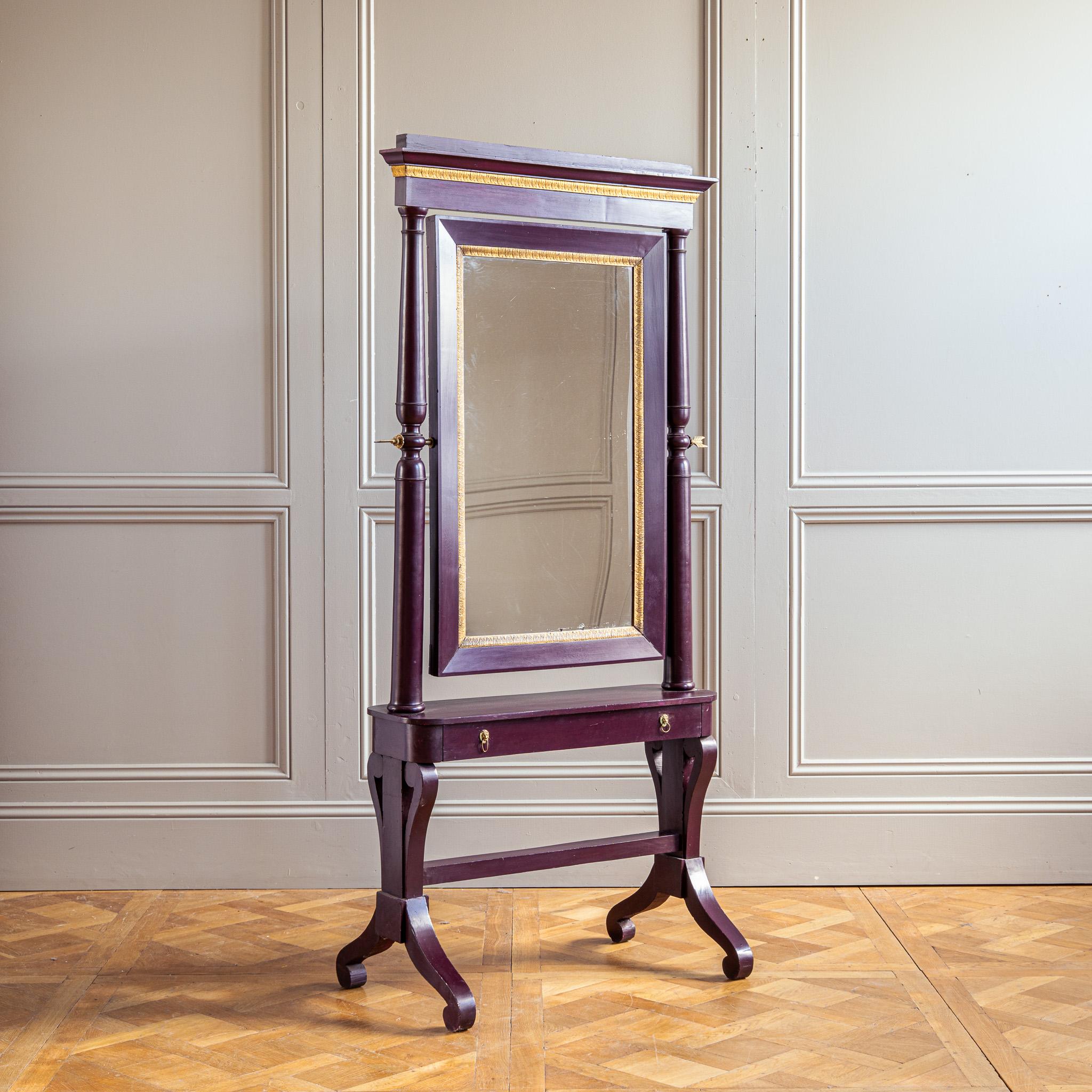 Empire Miroir de cheval peint du 19e siècle en vente