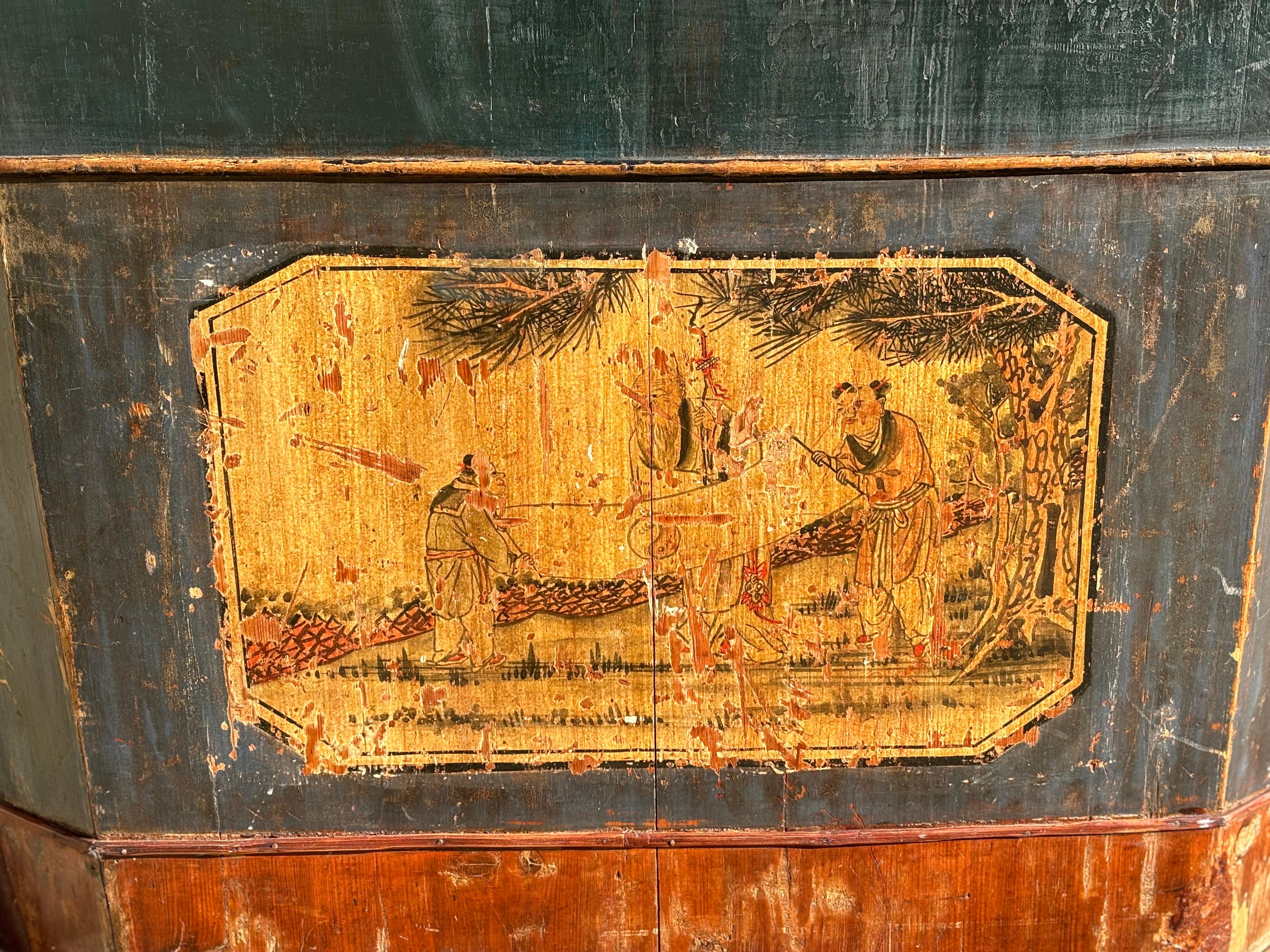 19th Century Painted Chinese Rice Chest or Coffee Table 3