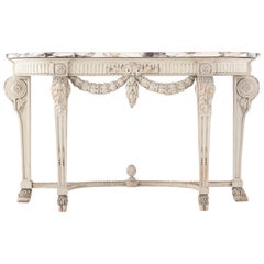 19th Century Painted Console Table with Breccia Marble Top