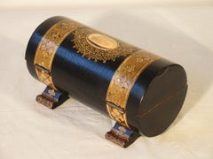 19th Century Painted Dome Top Box With Mother of Pearl