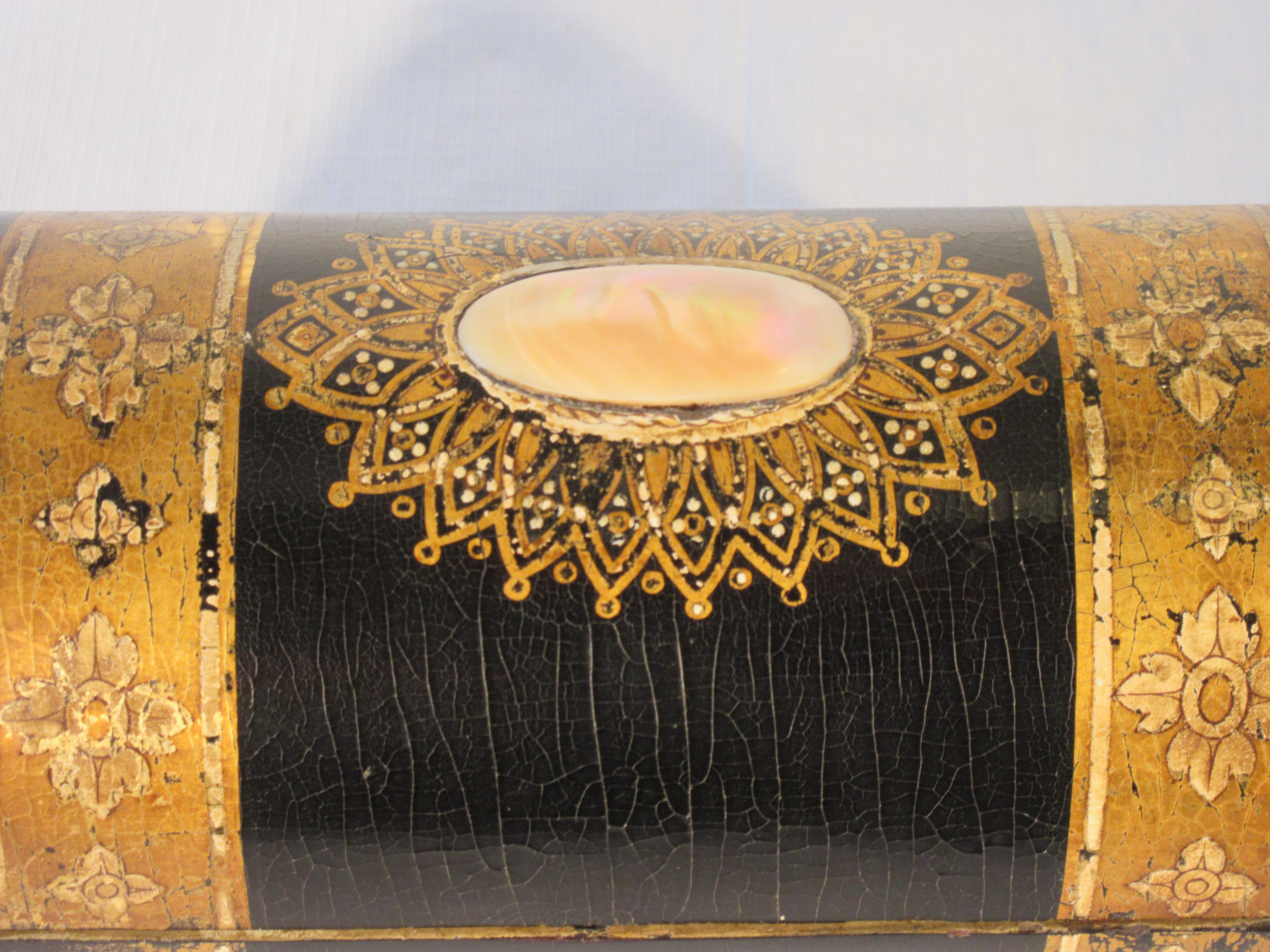 Wood 19th Century Painted Dome Top Box With Mother of Pearl For Sale