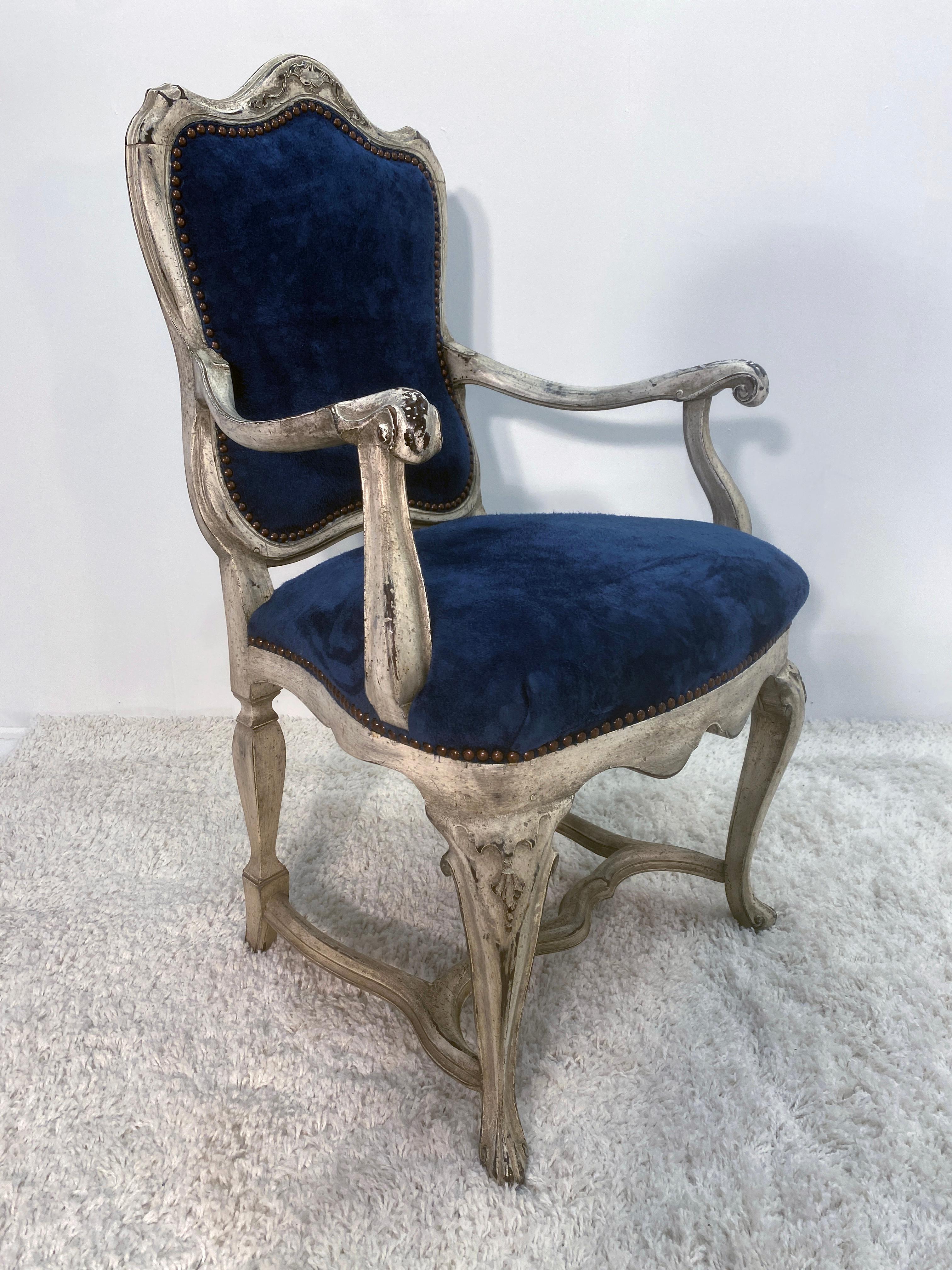 blue suede chair