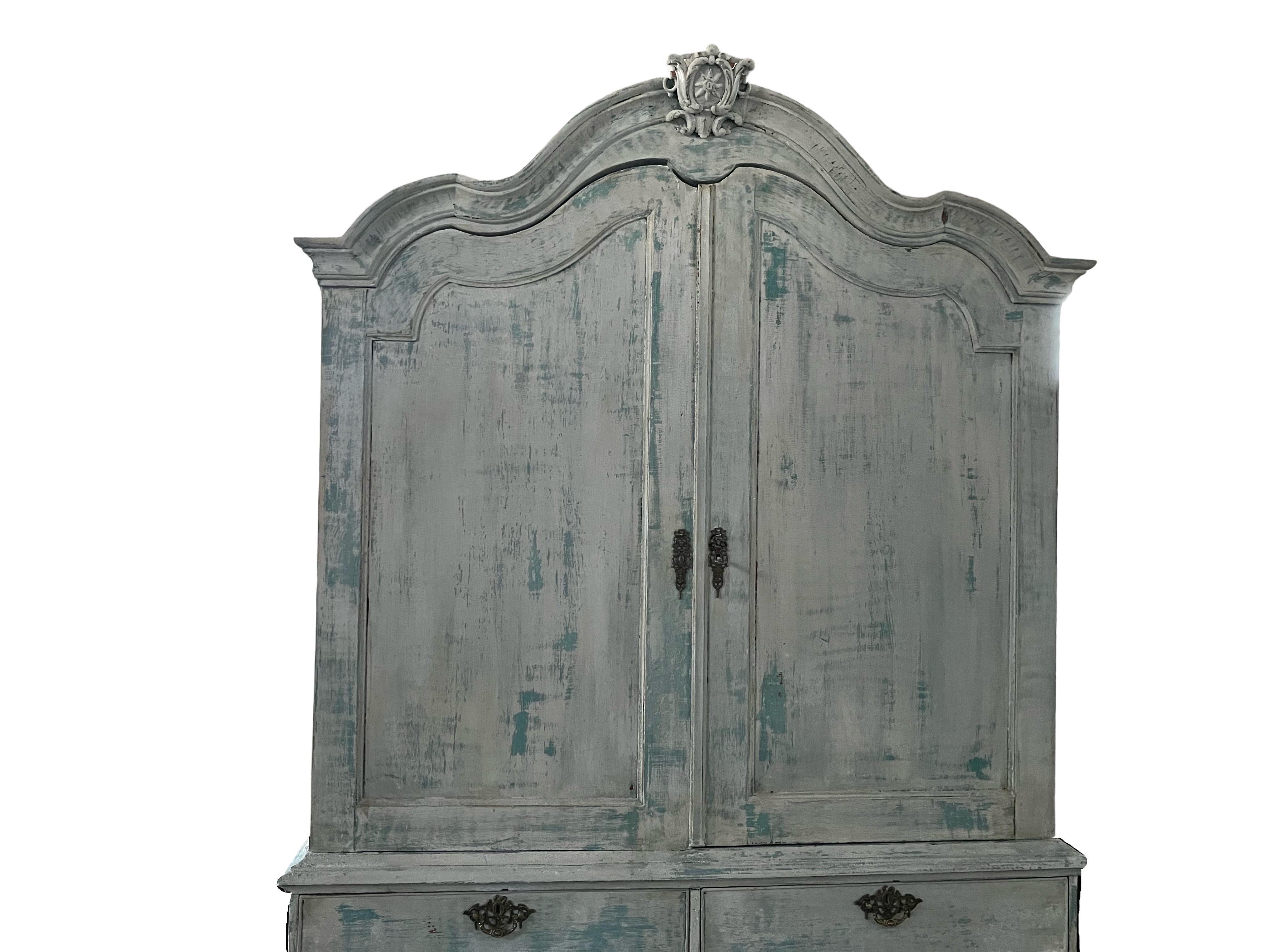 19th Century Painted Dutch Armoire / Cupboard For Sale 4