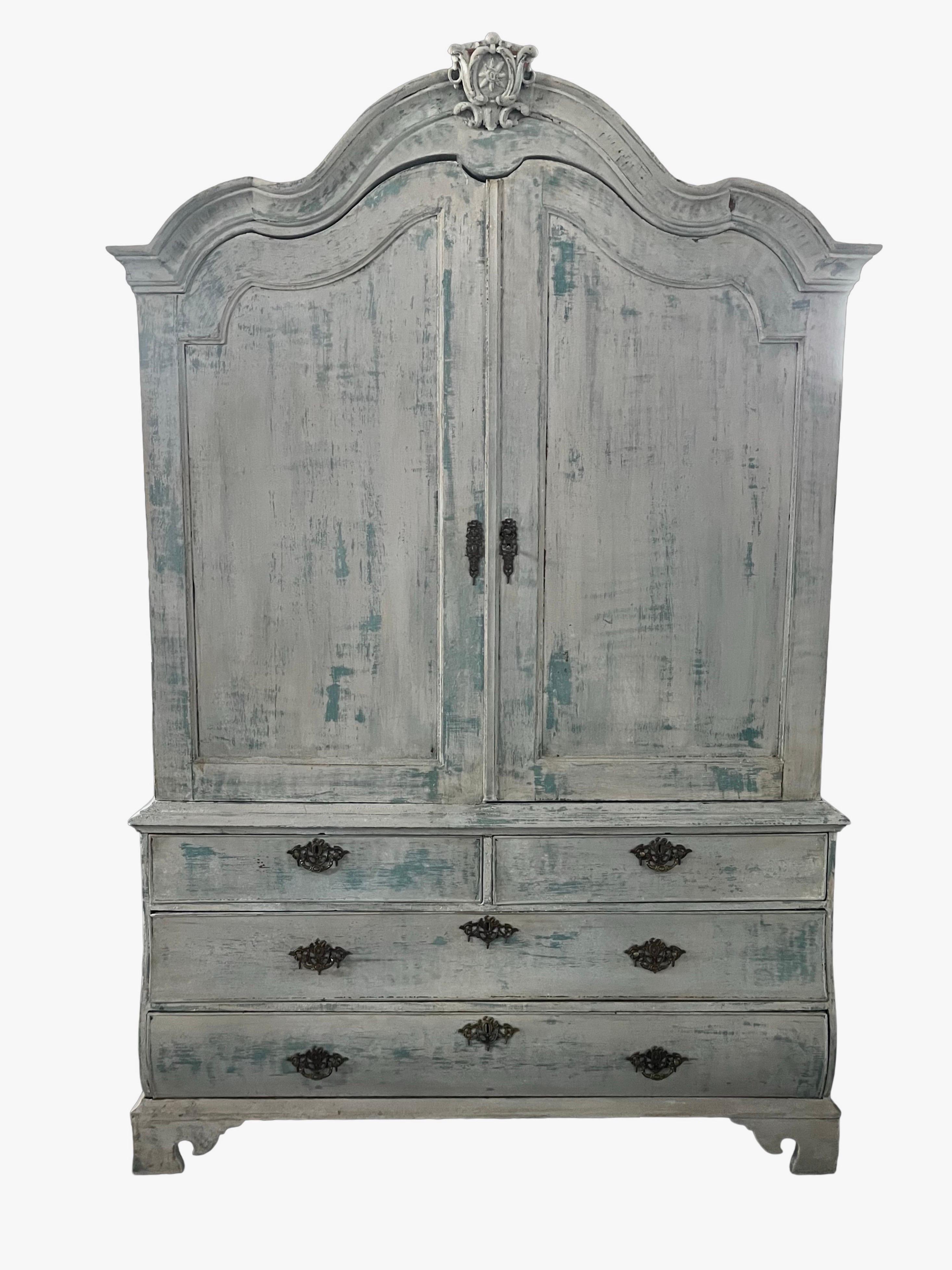 19th Century Painted Dutch Armoire / Cupboard For Sale 11