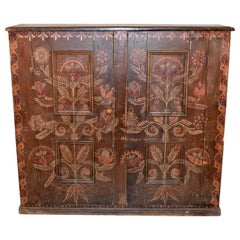 19th Century Painted English Wall Cupboard