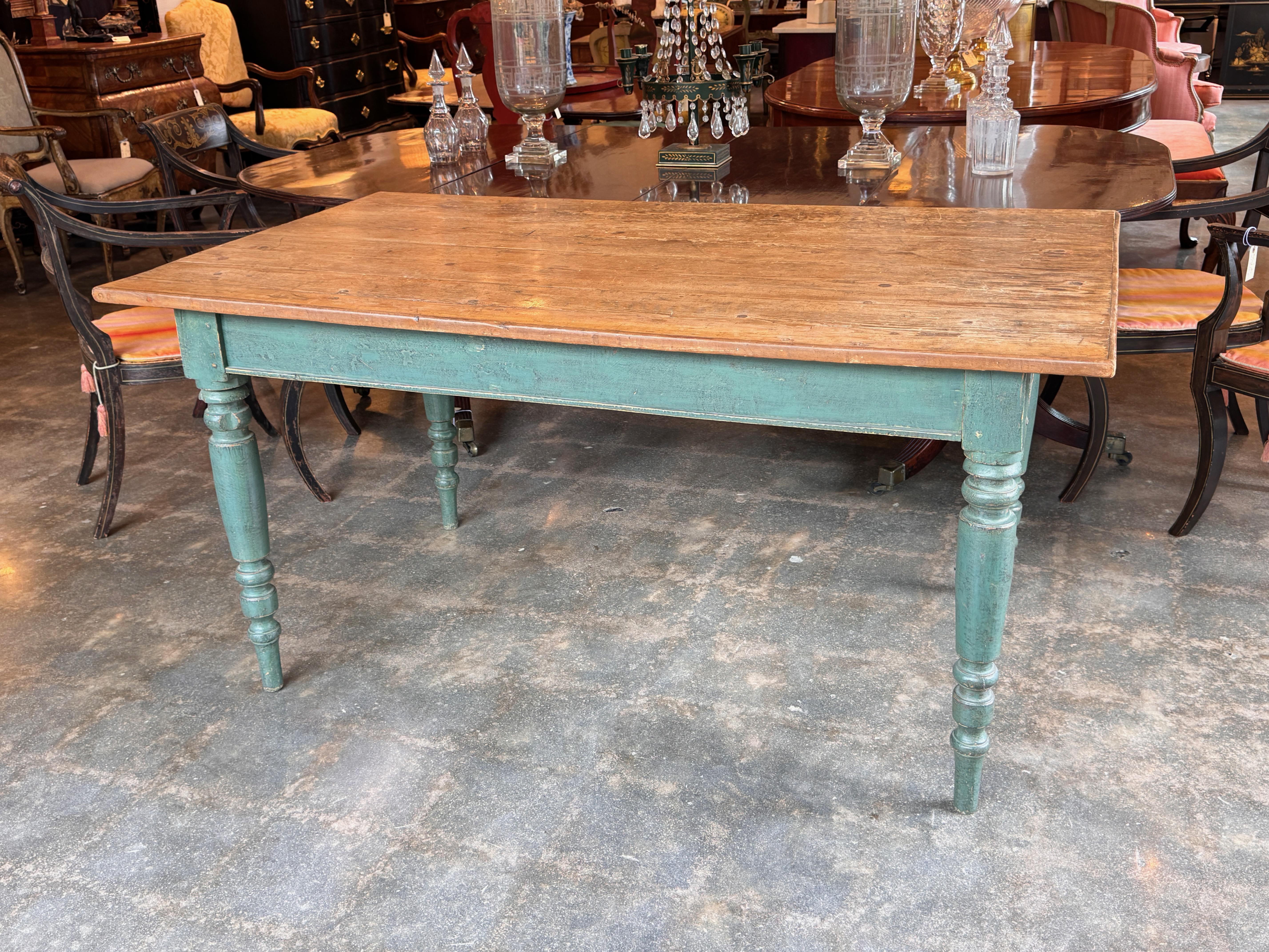French 19th Century Painted Farm Table For Sale