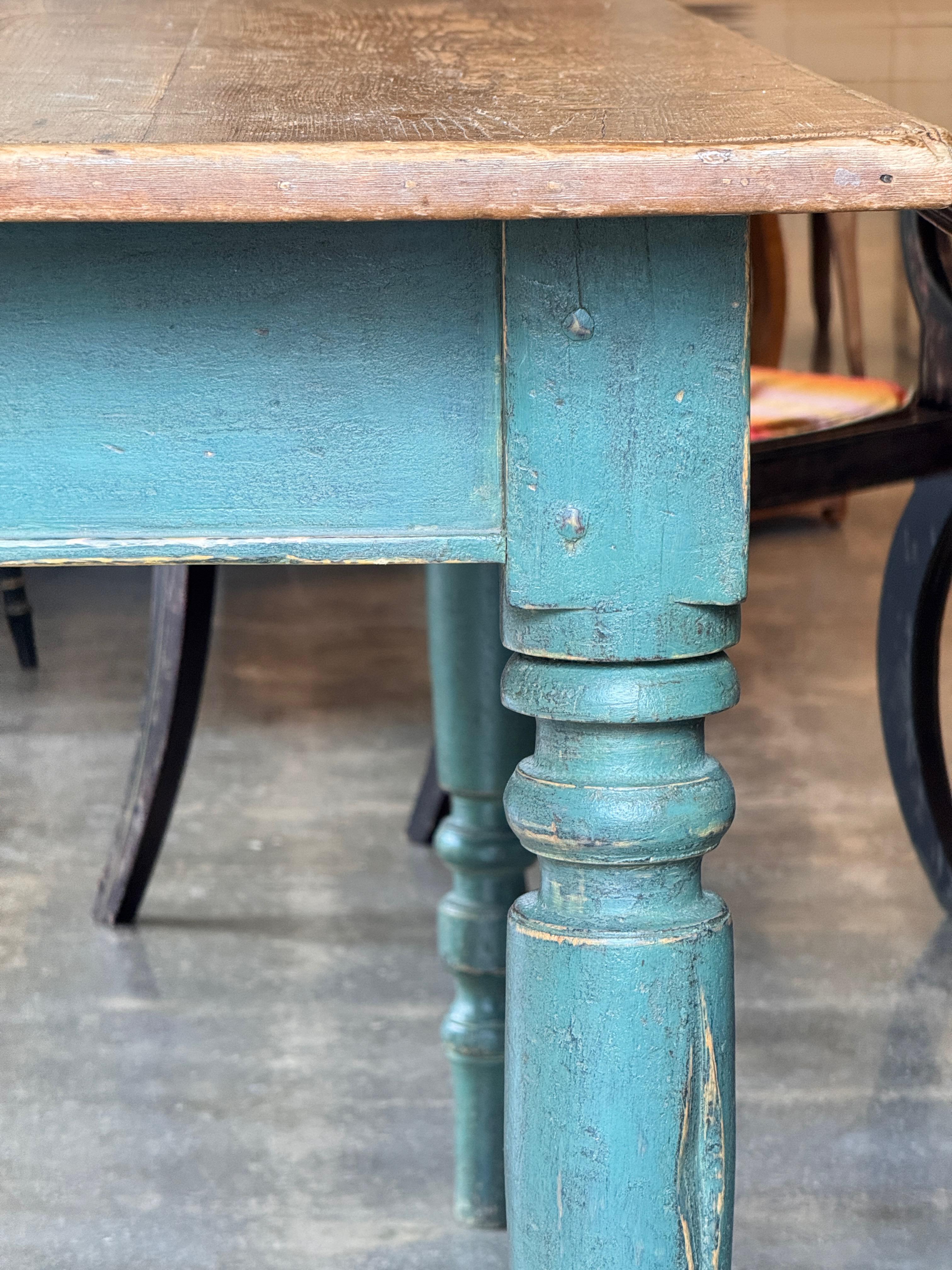 19th Century Painted Farm Table For Sale 4