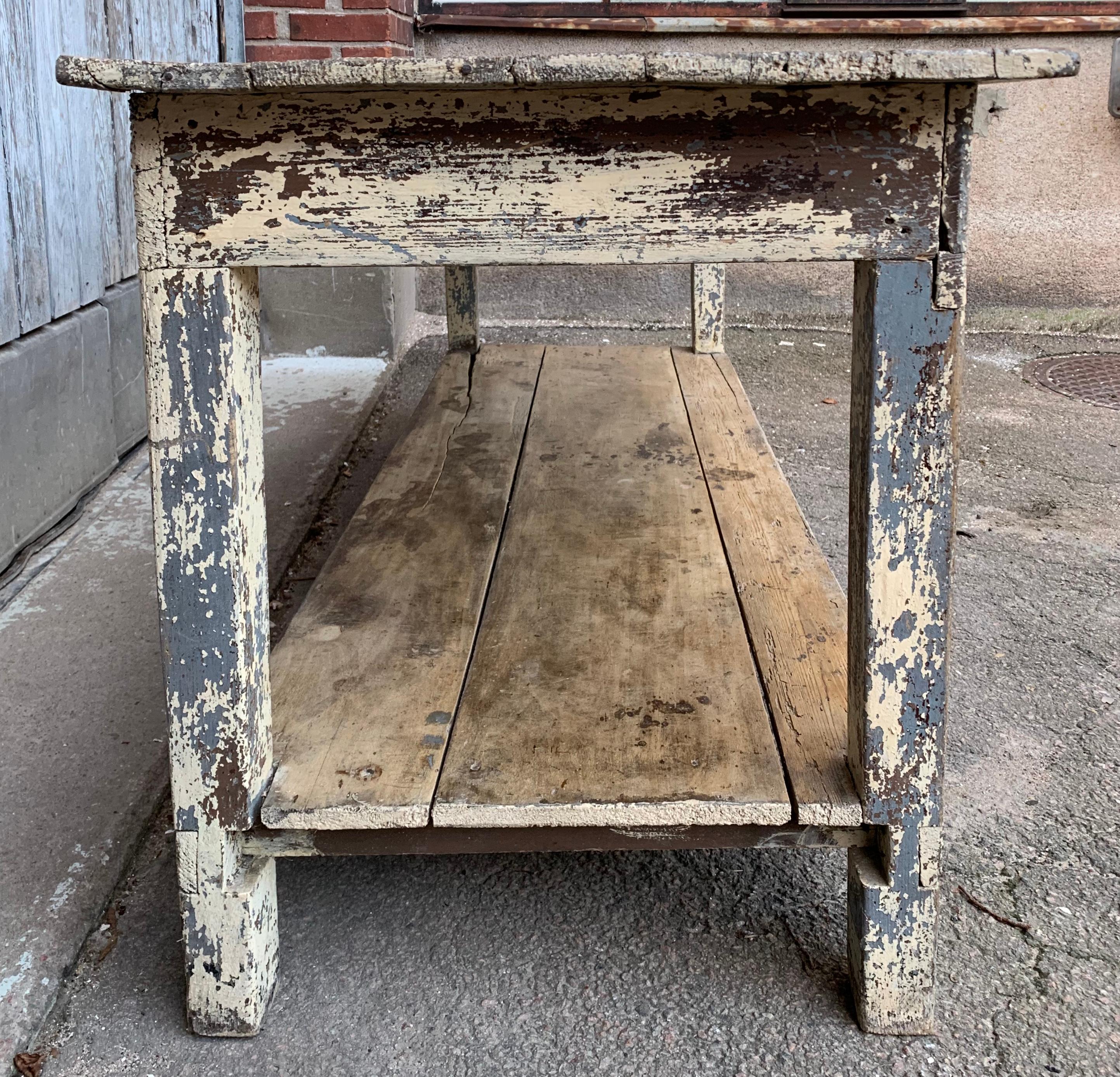 19th Century Painted Farm Table From An Upholstery Shop 3