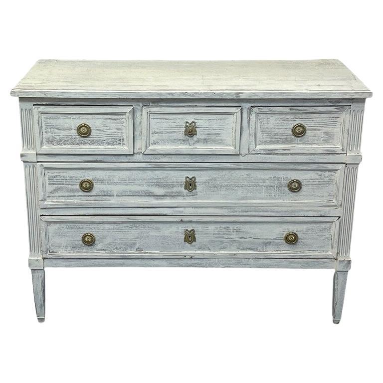 19th Century Painted French 5 Drawer Chest