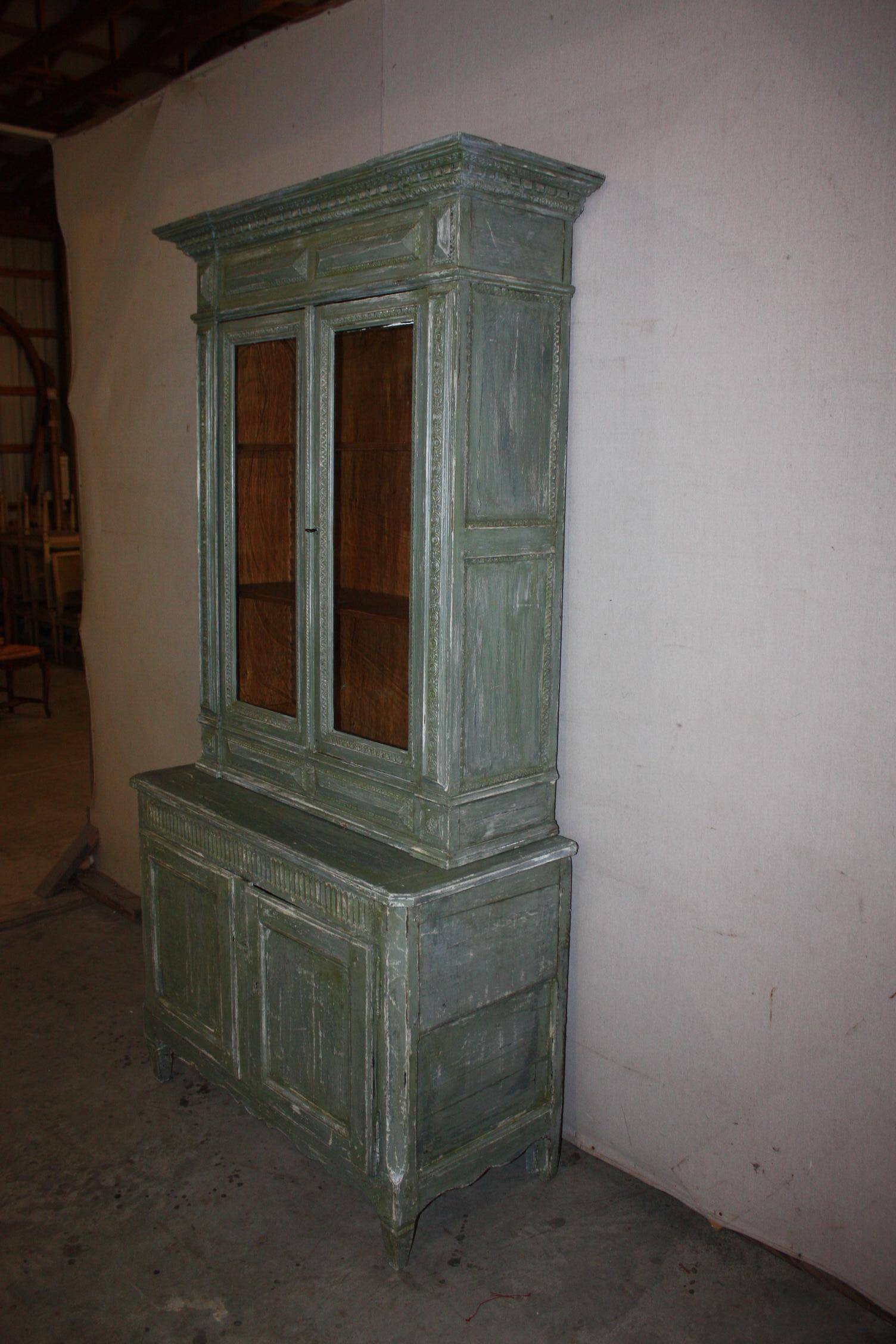 19th Century Painted French Buffet Deux Corps For Sale 4