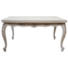 19th Century Painted French Draw Leaf Dining Table