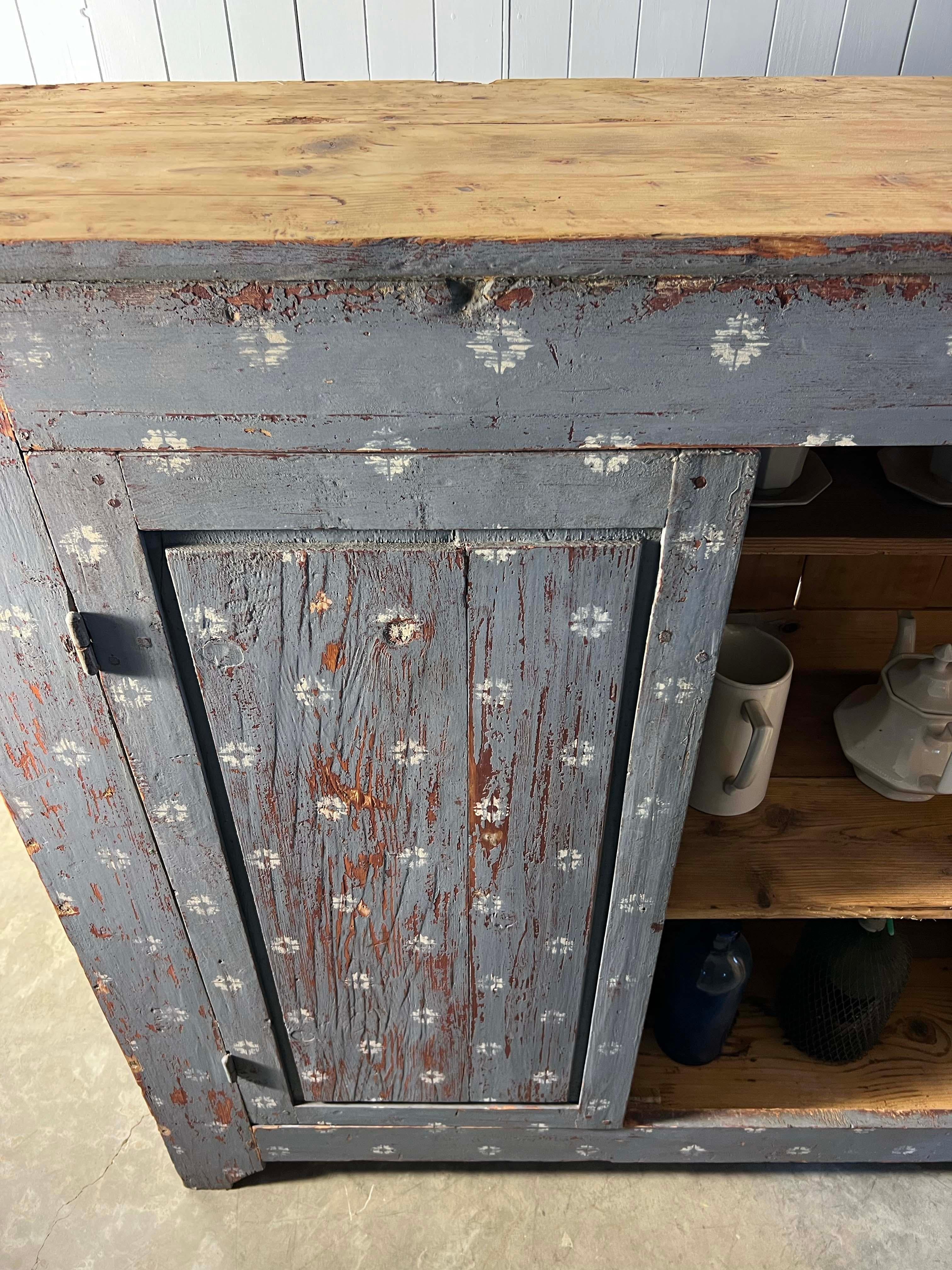 Rustic 19th Century Painted French Dresser For Sale