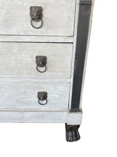 19th Century Painted French Empire Chest of Drawers with black Stone Top