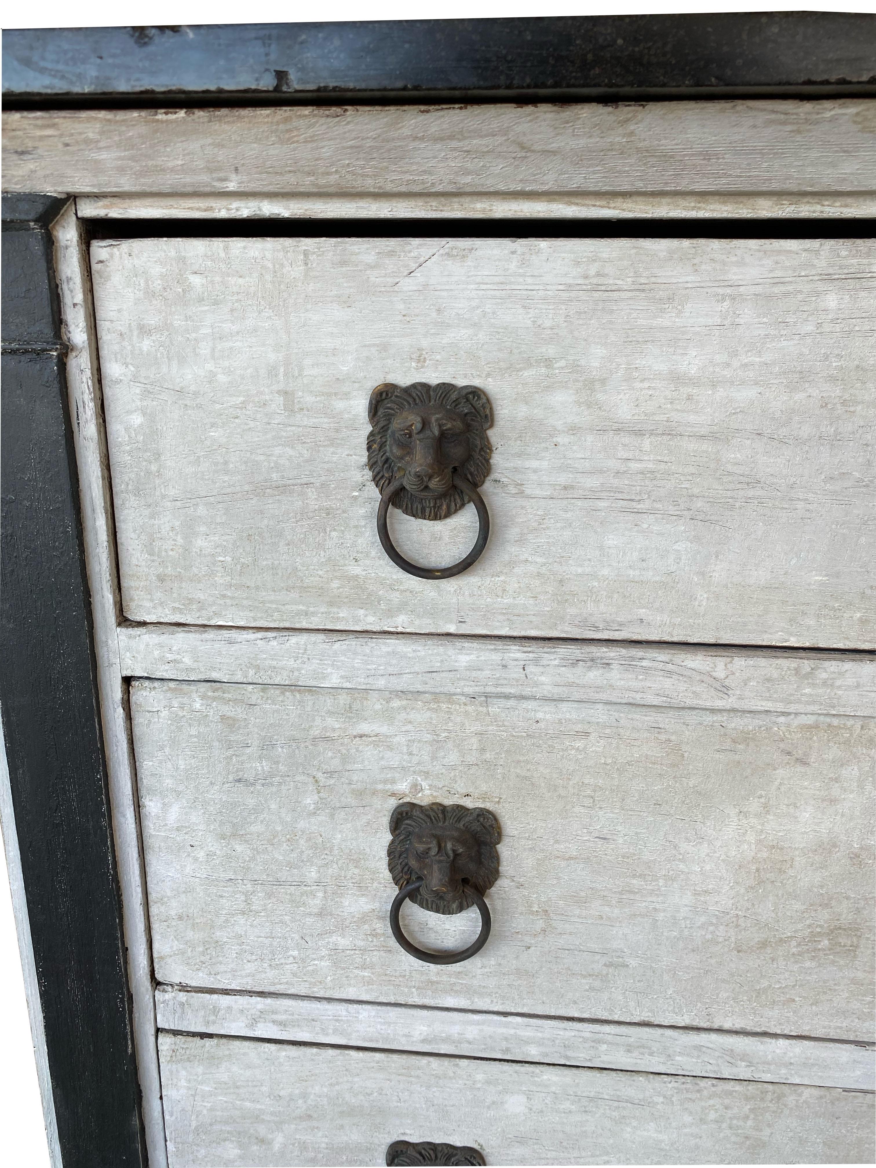 19th Century Painted French Empire Chest of Drawers with Marble Top For Sale 1