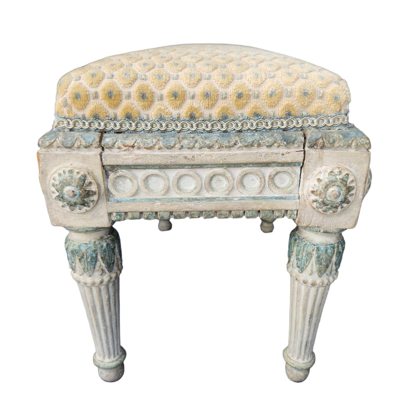 Berlin Iron 19th Century Painted French Foot Stool For Sale