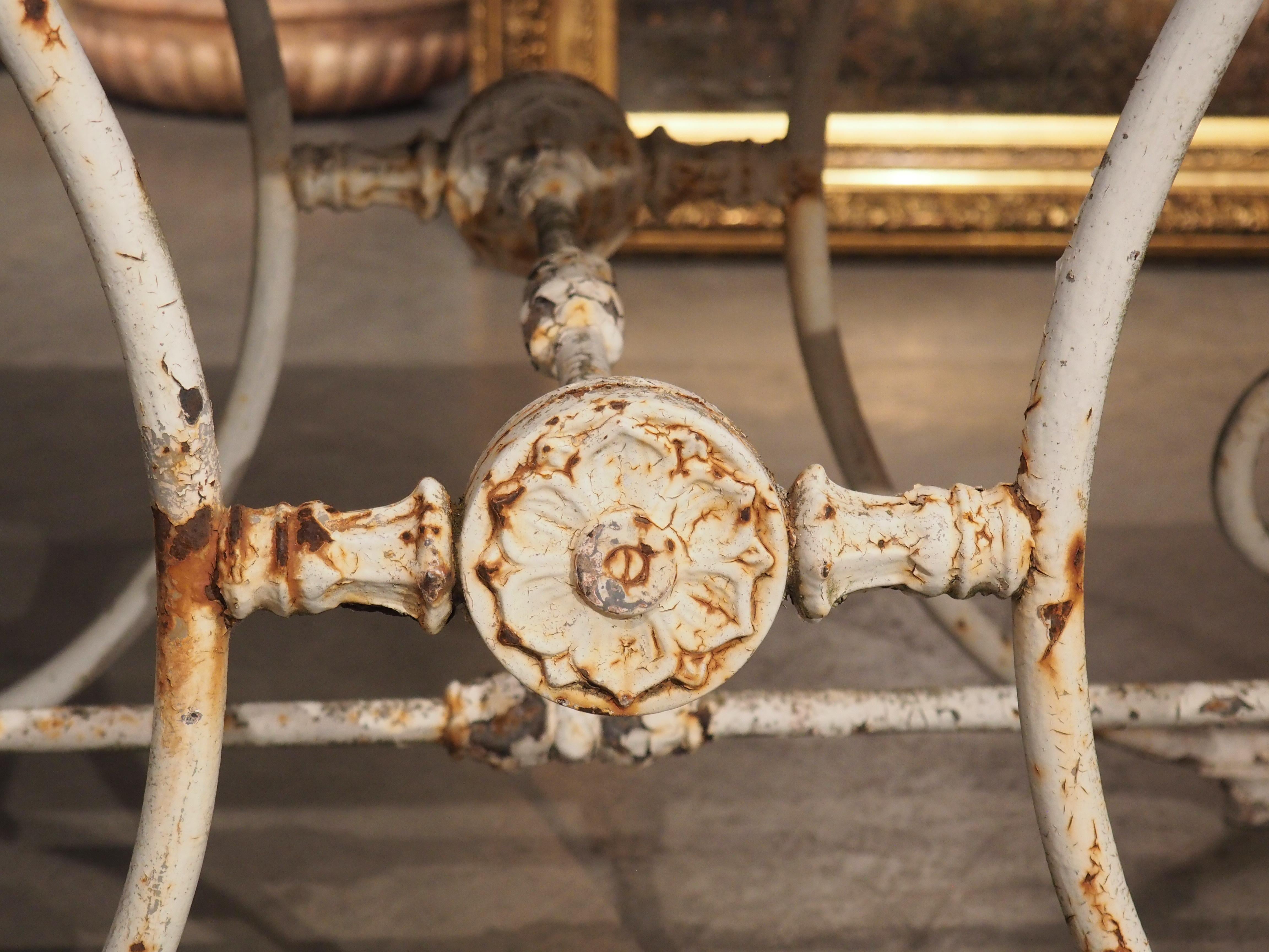 19th Century Painted French Iron Pastry or Butcher Table with Carrara Marble Top For Sale 13