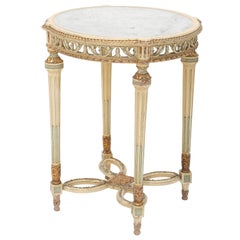 19th Century Painted French Occasional Table Inset with Mirrored Top