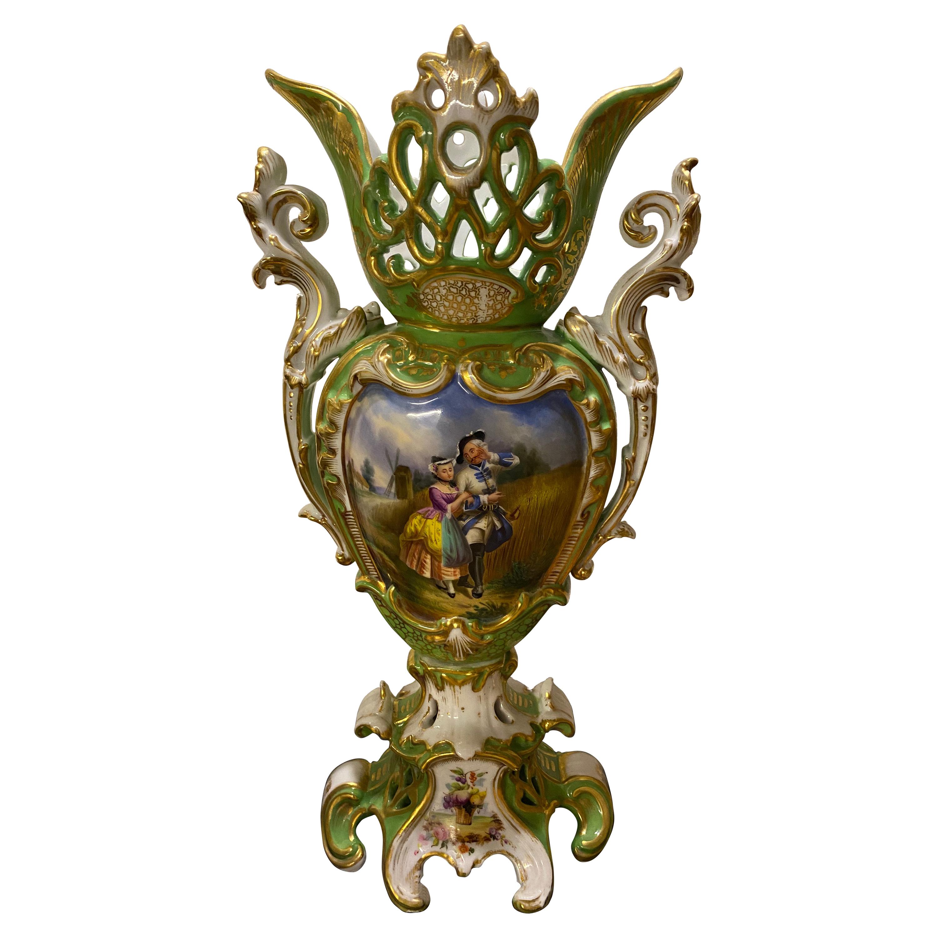 vases français peints du 19ème siècle en vente