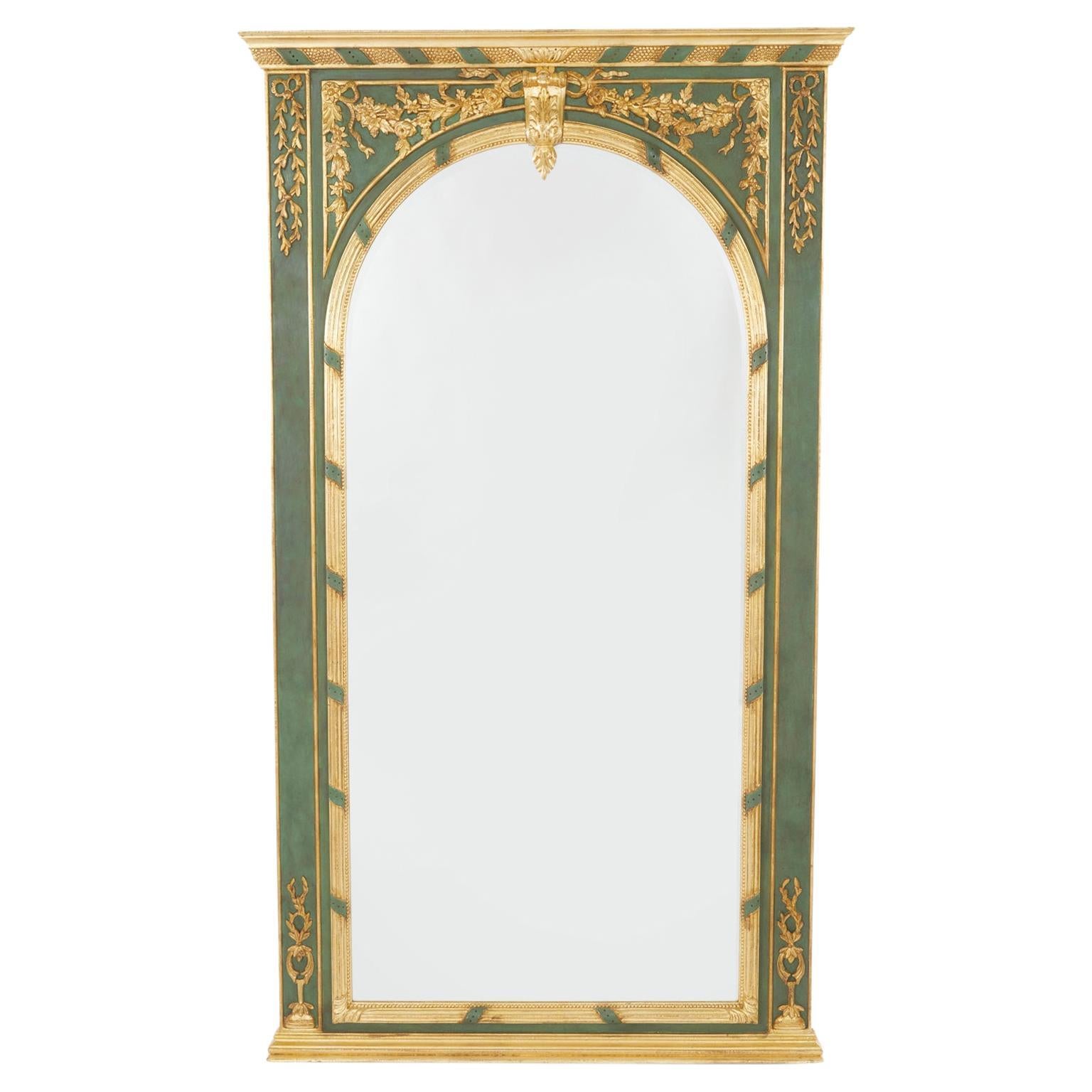 Miroir de pilier italien peint et doré du 19ème siècle