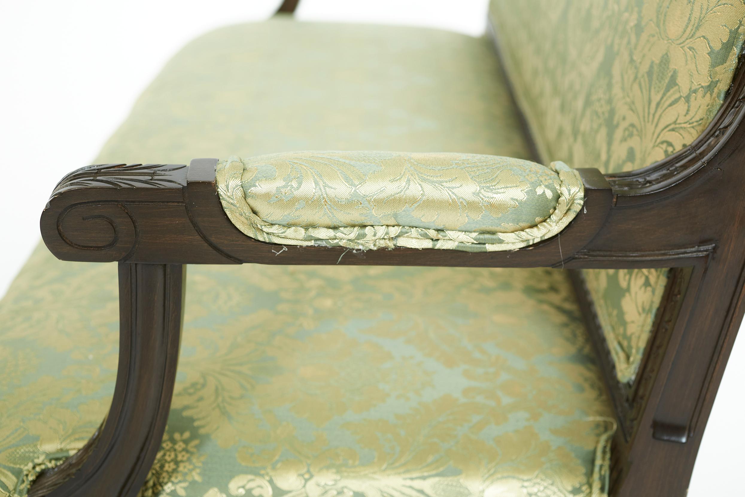 Hand-Carved 19th Century Painted / Giltwood Framed Settee For Sale